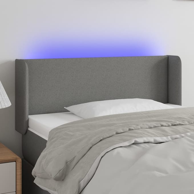 vidaXL - Hoofdbord - LED - 83x16x78/88 - cm - stof - donkergrijs