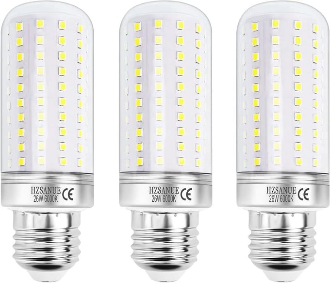 E27 LED Corn Bulbs 26W - Daglicht Wit, 2900 Lumen, Energiezuinig, Niet Dimbaar, Verpakking van 3