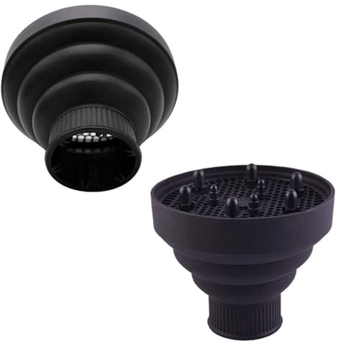 Opvouwbare siliconen diffusor voor het drogen van krullend haar - Draagbaar en universeel met bevestiging van 4-5 cm