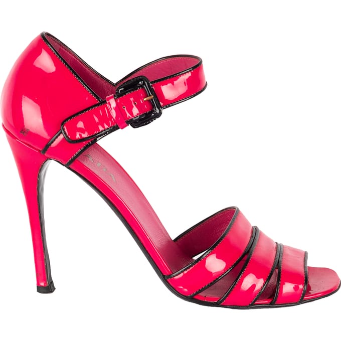 Prada sandalen met hak in felroze - jaren 2010