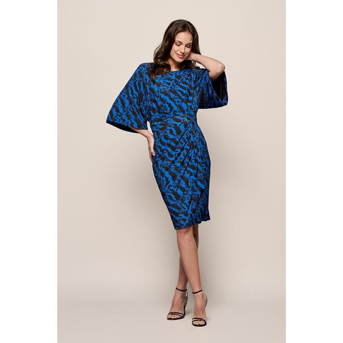 Milan Print Jurk Zwart / Kobalt