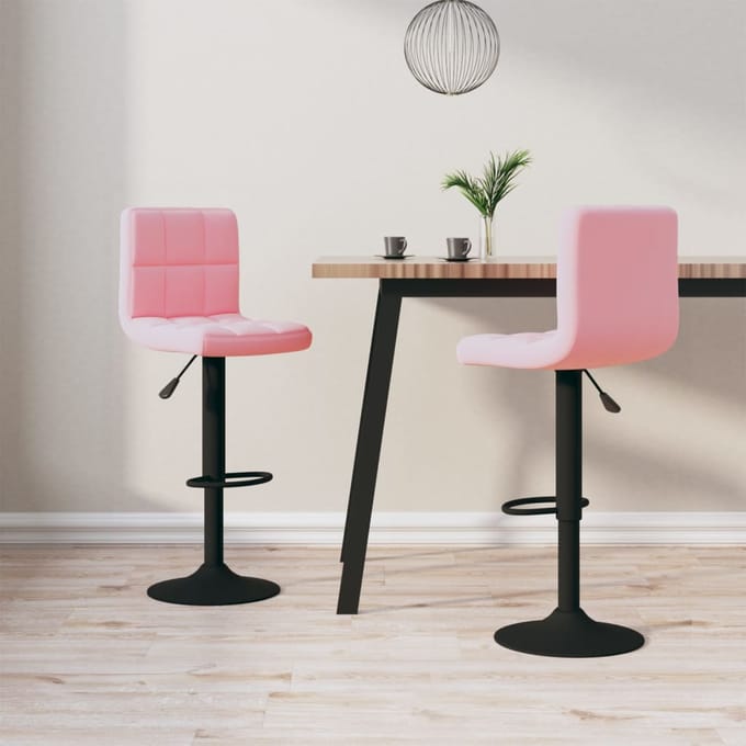 vidaXL - Barkrukken - 2 - st - fluweel - roze