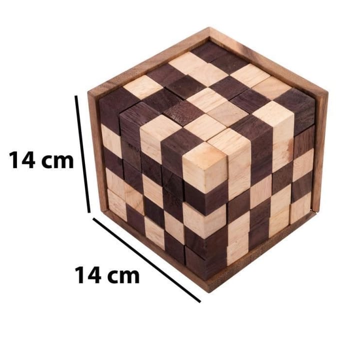 Puzzel - Engelhart - 125 houten blokjes - Moeilijkheidsgraad 4/5 - 25 stukjes - 14x14x14 cm groen
