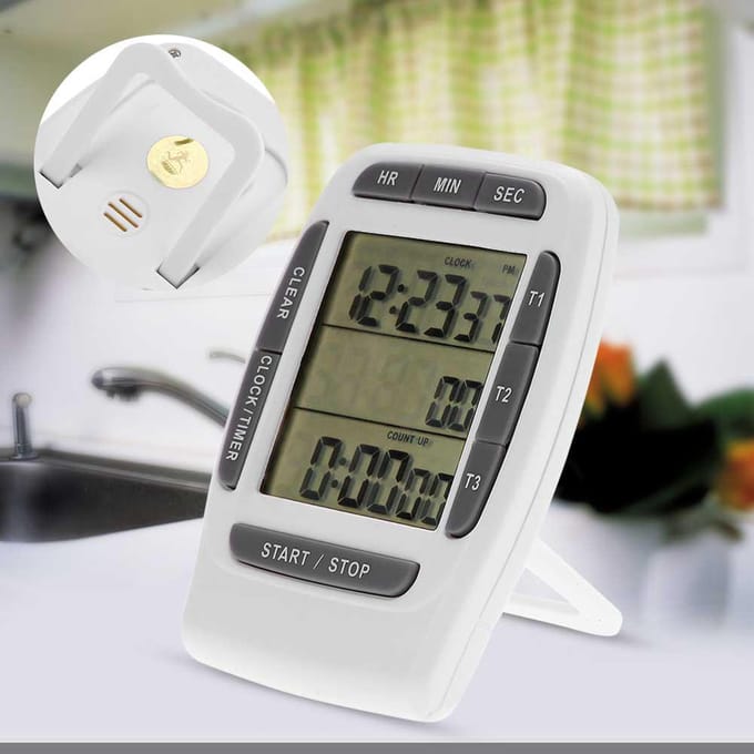 Draagbare Digitale Multi-kanaals 3 Kanalen LCD Timer Nauwkeurige Timing Aftelklok black