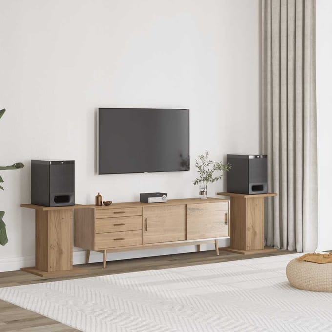 vidaXL - Speakerstandaards - 2 - st - 30x30x40 - cm - hout - artisanaal - eikenkleurig