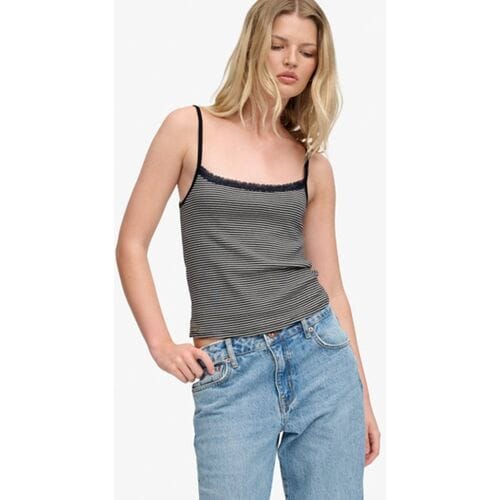 Superdry Athletic Essential Kanten Cami Top Blauw Grootte: 34
