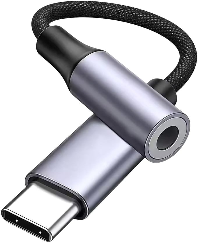 Dailygoods - USB C naar 3,5 mm Hoofdtelefoonadapter met Volumeregeling