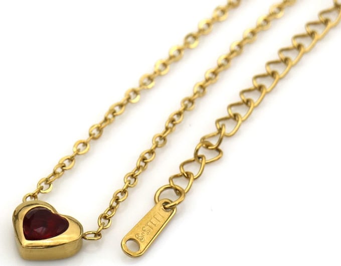 Ketting – RVS – hart – 40-45 cm goudkleurig – valentijn – cadeau