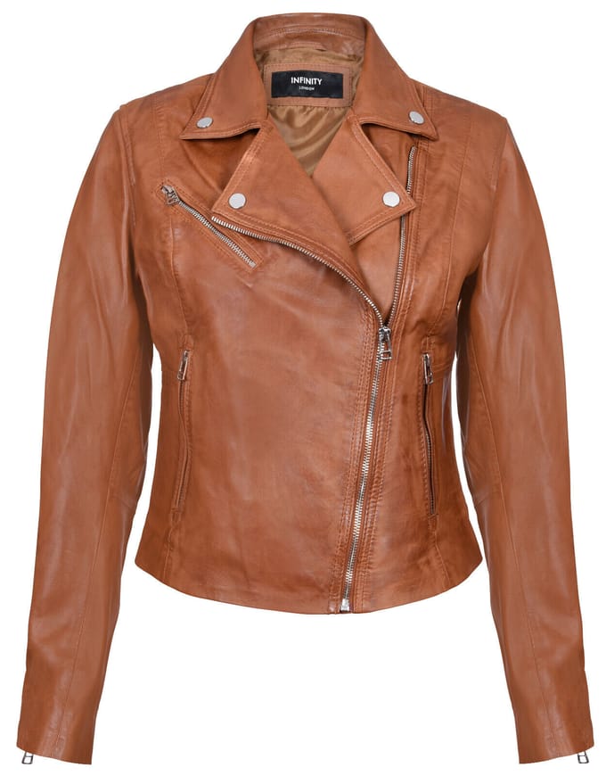 Dames slim leren bikerjack-Matlock