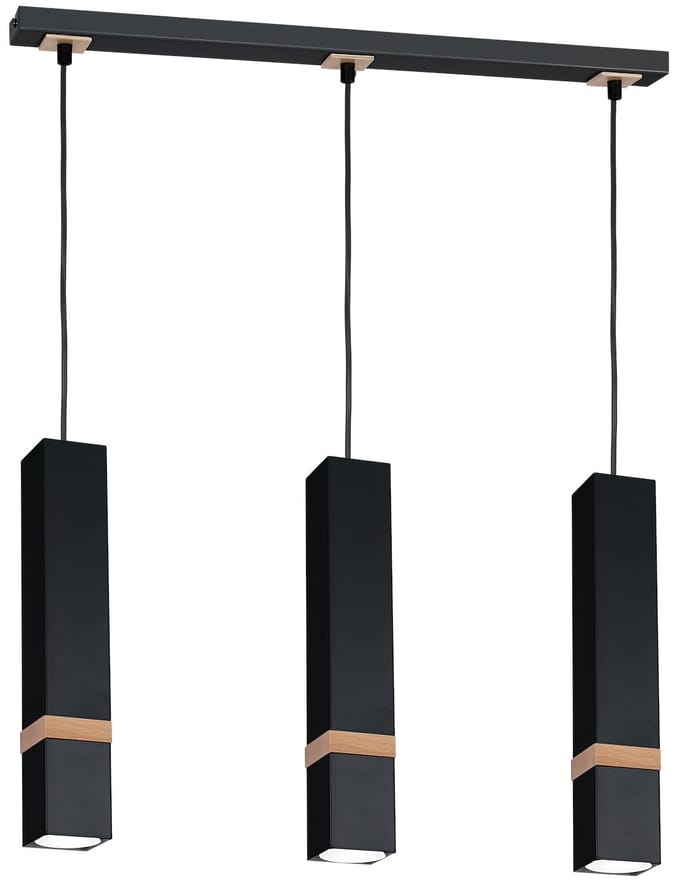 VIDAR Zwarte Hanglamp 3xGU10 - Modern Design