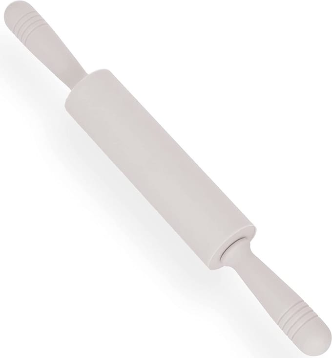 KADAX Siliconen deegroller met antiaanbaklaag, rol met aangepaste handgreep, deegroller, rolling pin voor bladerdeeg, piroggen, pasta (crème)