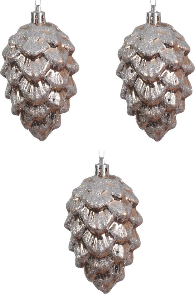 3x Kerstboomhangers bruine dennenappels 9 cm kerstversiering - Bruine kerstversiering/boomversiering