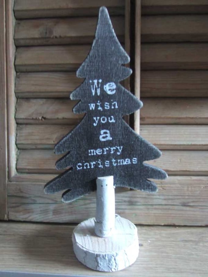 Kerstboompje zwart van hout