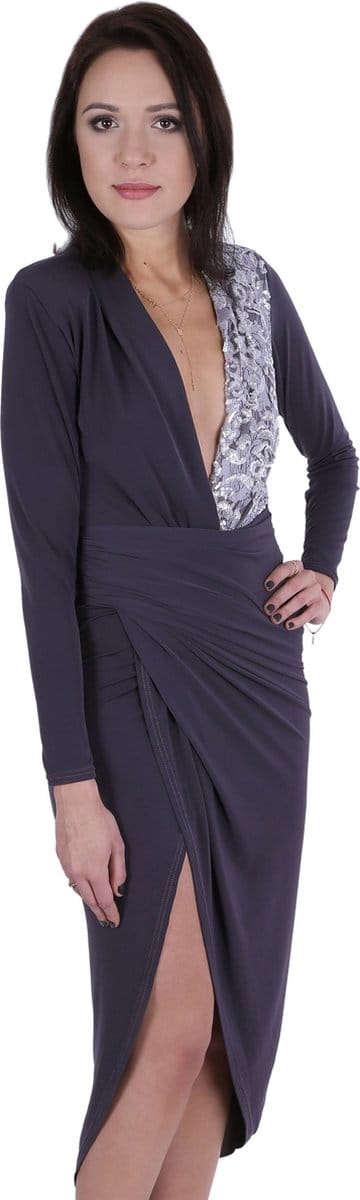 Gedrapeerde maxi-jurk met pailletten - John Zack / M
