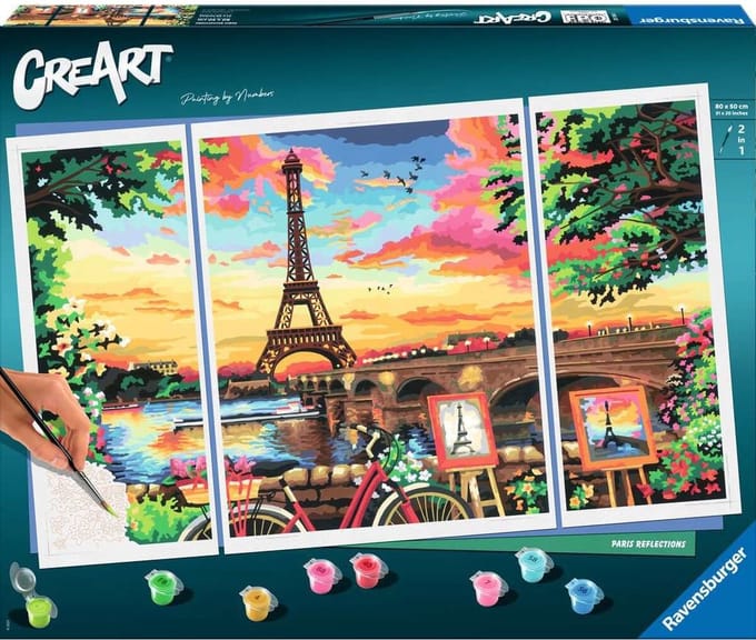 Tekeningen om te schilderen Ravensburger Paris Reflections 80 x 50 cm 4 Stuks