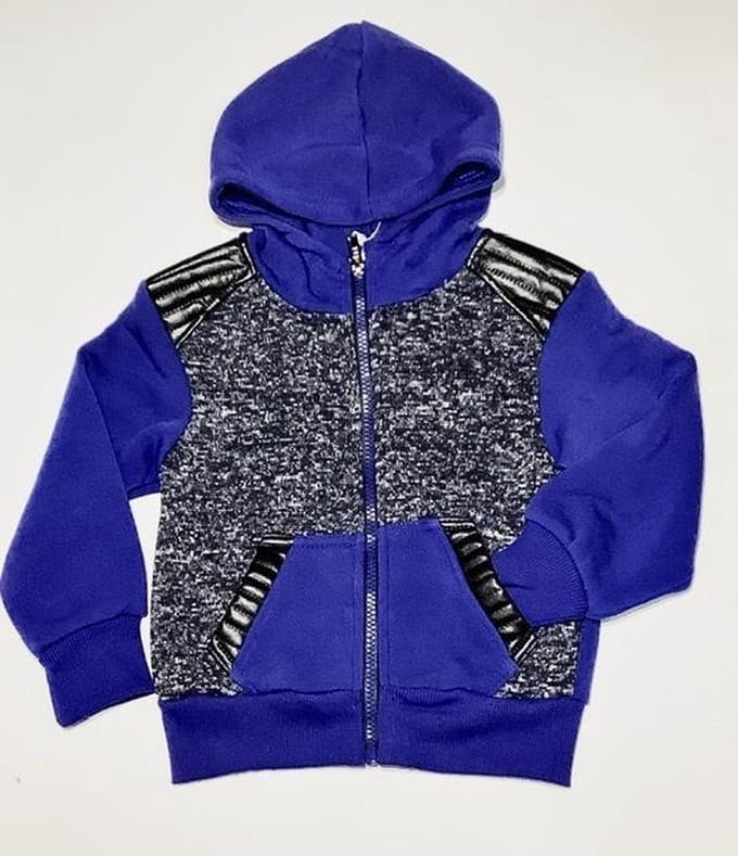 S&C vest - met imitatieleren accenten - blauw - maat 86/92 ( 2 jaar)