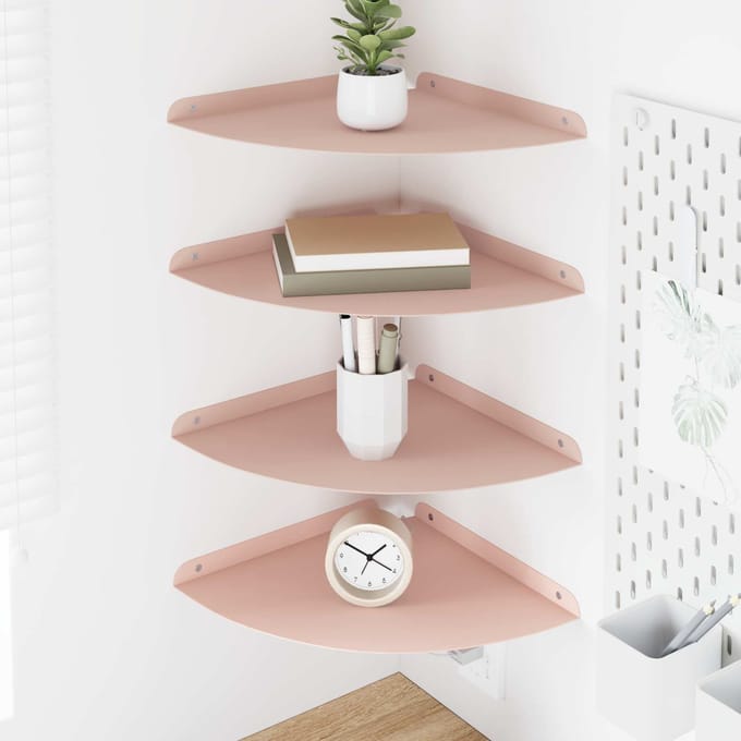 vidaXL - Hoek - Plank - 4 - st - Roze - 30 - x - 30 - x - 2 - cm