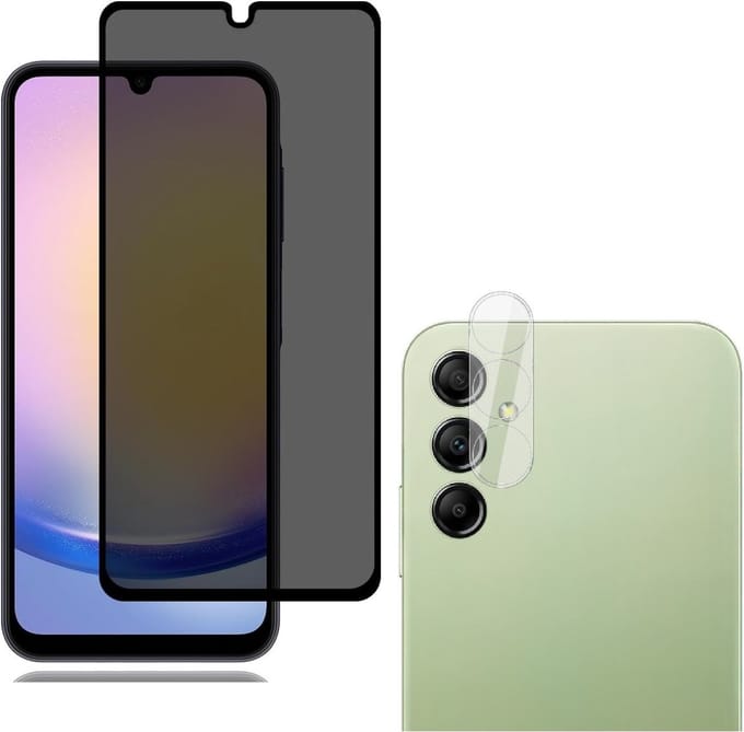 Privacy Screenprotector 2x en Camera lens protector 2x - Glasplaatje - Tempered glass Screen protector Geschikt voor: Samsung Galaxy A25 - Beschermglas