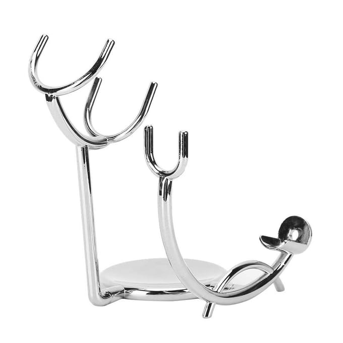 Handmatig scheermes, scheerkwast, zeepbakje, standaard, gegalvaniseerde metalen scheermesstandaard white