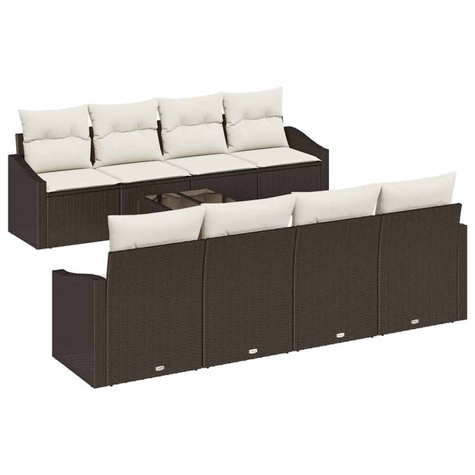 vidaXL Bankstel 9 st Bruin en Crème poly rattan