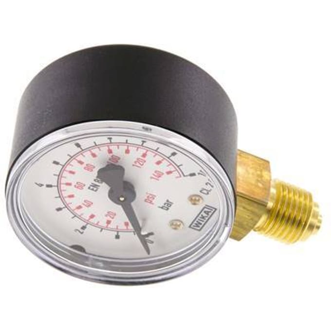 0..10 Bar Manometer Onderaansluiting Kunststof/Messing 50 mm Klasse 2.5