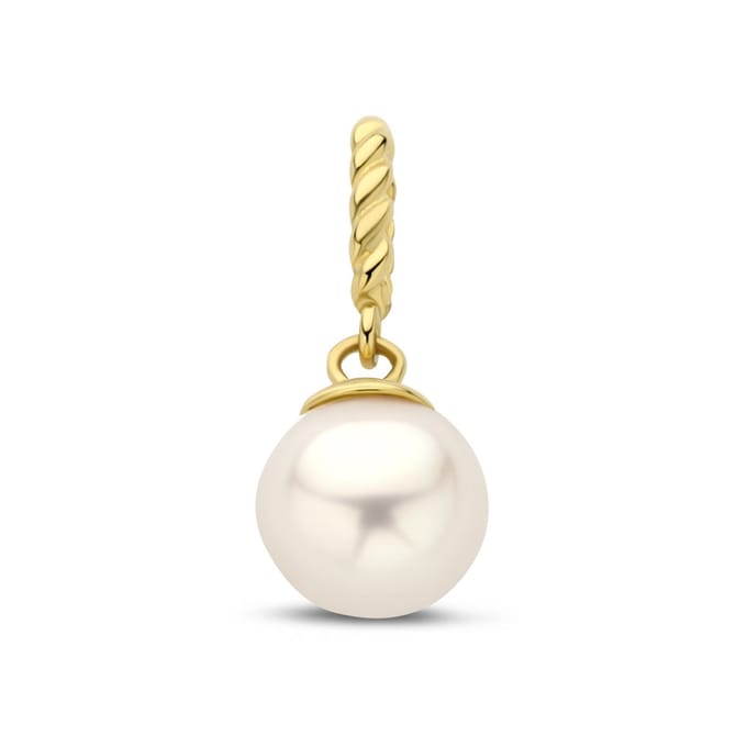 New Bling - 9NBG-0913 - 14K geelgouden Hanger – Witte Parel – Dames Hanger