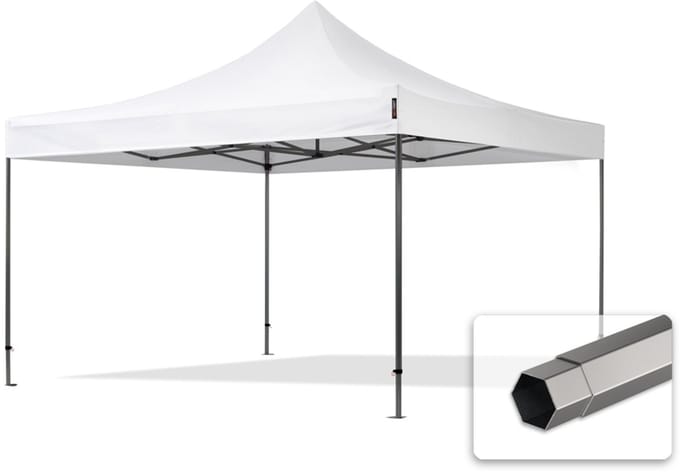 4x4 m Easy Up partytent Vouwpaviljoen, PREMIUM staal 40mm, wit