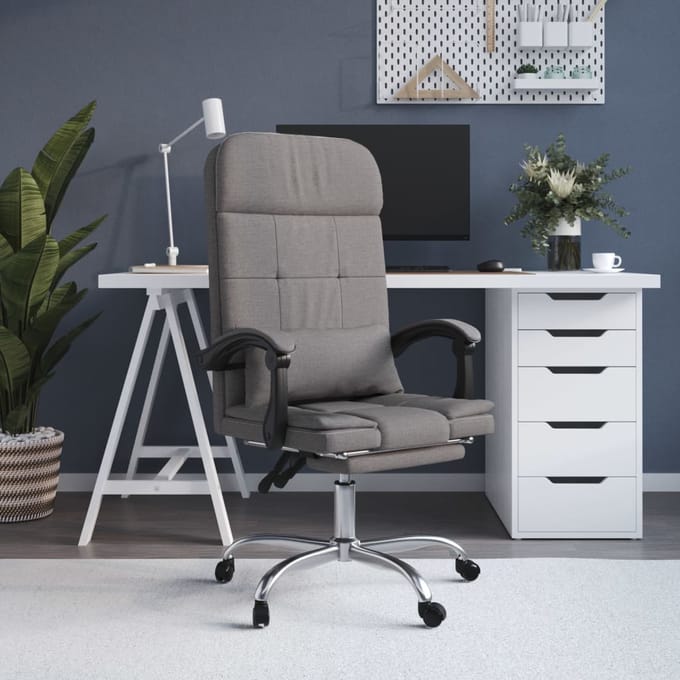 vidaXL - Kantoorstoel - massage - verstelbaar - stof - taupe