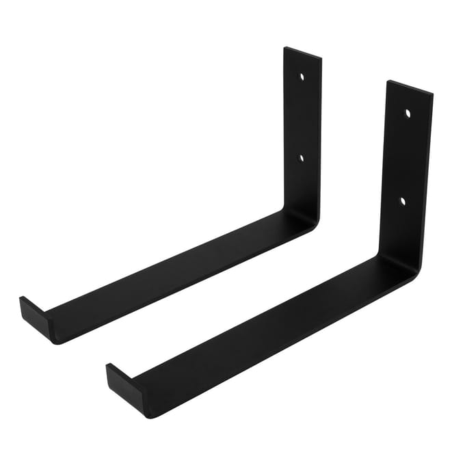 Wovar Plankdrager Zwart Industrieel 15 x 25 cm | Set 2 Stuks