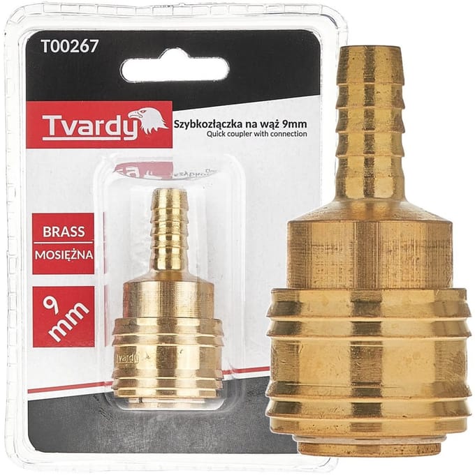 Tvardy Messing snelkoppeling - 9mm aansluiting - Corrosiebestendig - Duurzaam ontwerp