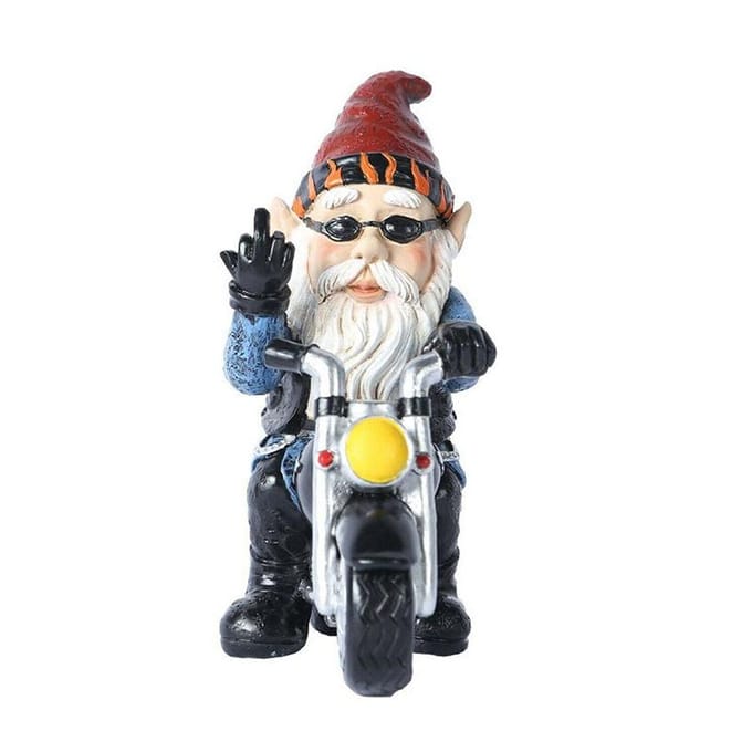 Outdoor tuinkabouter ornament dwerg hars steen grappige elf motorfiets standbeeld nieuw gray