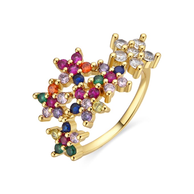Luxenter ring met multicolor zirkonia 18k goud - Qianvi