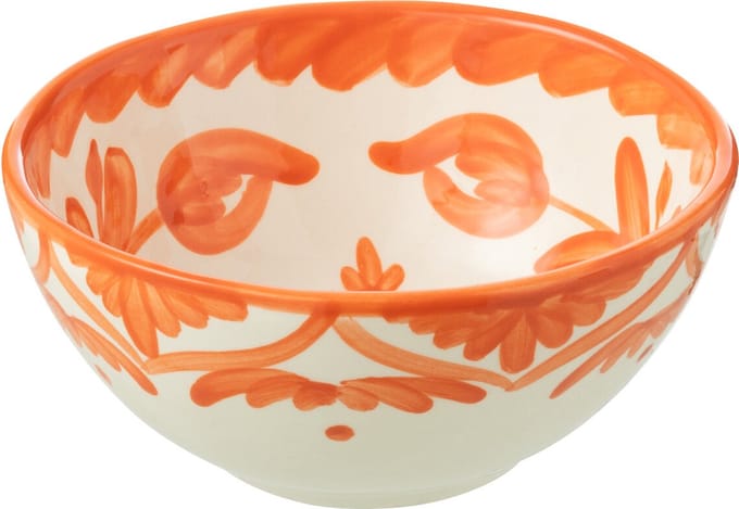 J-Line kom Granada High - keramiek - wit/oranje - small - Ø 14 cm