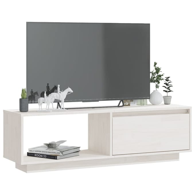 vidaXL - Tv-meubel - 110x30x33,5 - cm - massief - grenenhout - wit