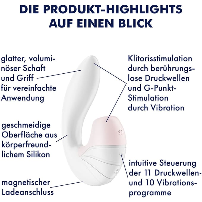 Satisfyer, drukgolfvibrator, Supernova, 18 cm, flexibel verstelbaar, waterdicht, drukgolven en trilling