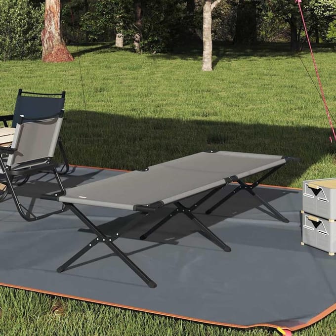 Vouwbed Camping - Veldbed Opklapbaar - Outdoor Rusten - Stabiel Stalen Frame - 210 x 80 x 46 cm - Grijs