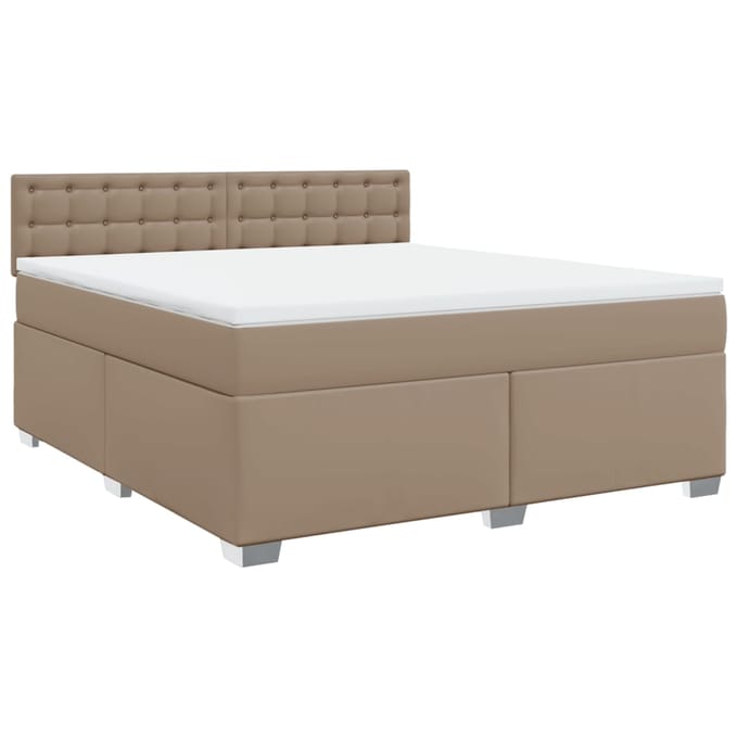 vidaXL - Boxspring - met - matras - kunstleer - cappuccinokleurig - 180x200 - cm