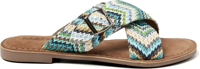 Lazamani Mia Raffia Dames Slippers Blue Maat 40