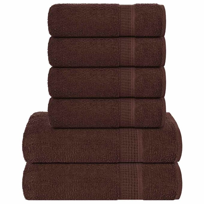 vidaXL - 6-delige - Handdoekenset - FROGN - 360 - g/m² - bruin