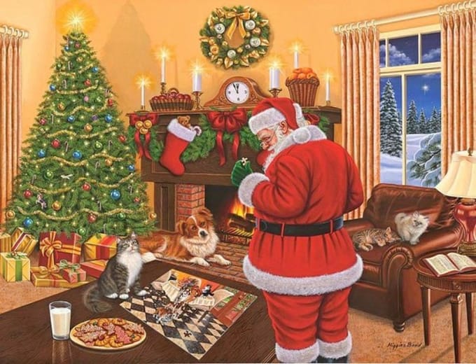 Mona Lisa diamond painting Kerst 40 x 30 cm bruin/groen/rood