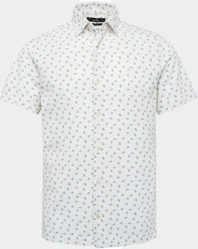Vanguard - Overhemd KM Print Wit - Heren - Maat M - Modern-fit