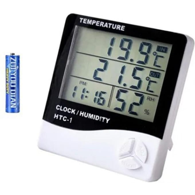 Mini digitale thermometer, hygrometer, klok, binnentemperatuur-vochtigheidsmeter, metermonitor gray