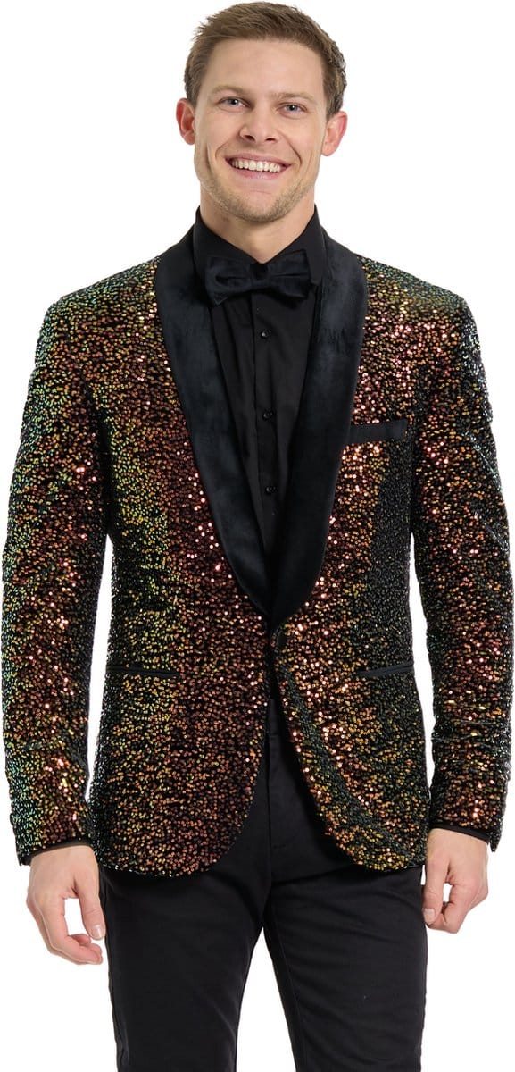 OppoSuits Deluxe Dinner Jacket - Amber Sequins - Heren Blazer - Kerst - Oud en Nieuw - Glitter Jasje - Maat 48