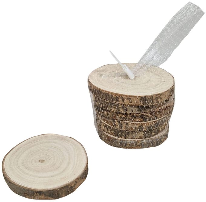 Hobbygroep houten onderzetters boomschors 10 cm set van 6 decoratie.