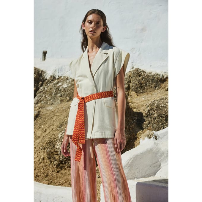 Devotion Twins Laugh Vest Jacket Jacquard With Belt Red Orange Größe: S | Blazer Outlet | Damen | Rot