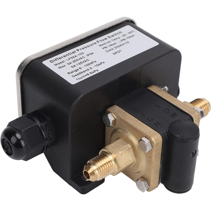 Drukverschilschakelaar RVS Instelbaar 2-draads 6-100kpa 125VAC 250VAC
