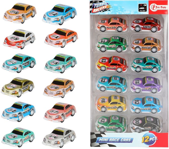 Toi-Toys - Turbo Racers Pull Back Racing Cars 12 pcs.