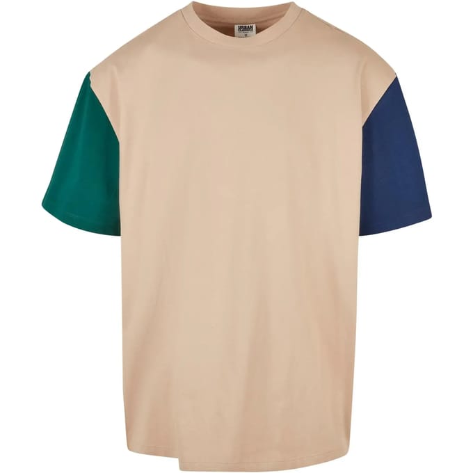 Urban Classics - Organic Oversized Colorblock Heren T-shirt - 5XL - Beige