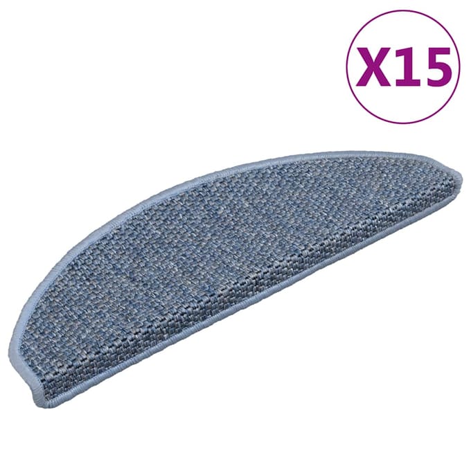 vidaXL - Trapmatten - zelfklevend - 15 - st - sisal-look - 65x21x4 - cm - blauw