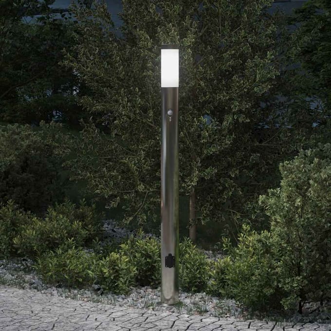 vidaXL Bolderarmatuur met sensor en stopcontact 110 cm roestvrij staal IP44
